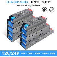 Ultra Thin Lighting Transformer 110V 220V to 12V 24V 60W 100W 200W 300W 400W Heat Dissipation Power Supply For LED Strip Adapter