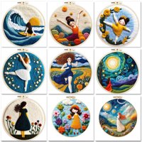 GATYZTORY DIY Wool Felting Painting Kit With Frame Handicraft Needle Wool Painting Girls Scenery For Home Decors Art Craft Gift