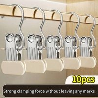 Laundry Hooks Hanging Stainless Steel Clothes Pins Portable Clip Hangers for Closet Travel Socks Pants Handbags Hats Towels