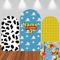 DIY Arch Backdrop Blue Sky White Clouds Arched Covers Stretchy Background for Kids Story Party Baby Shower Birthday Decor Props