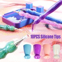 10PCS Durable Wax-Free Silicone Tip Diamond Painting Pens, No Electricity Premium Diamond Art Tool Accessory for DIY Hobbyists