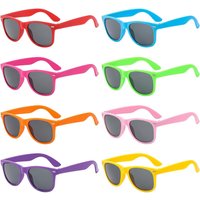 1/8pcs Neon Colors Party Sunglasses Black Studs Retro Unisex Rainbow Street Shot Gift Wedding Favors for Guests