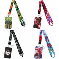 Disney Anime Marvel PVC Card Set Student Campus Cartoon Neck Bag Card Set Hanging Rope ID Card Set Keychain