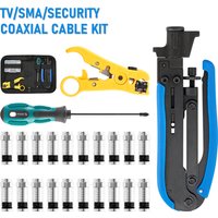 RG6 RG59 RG7 RG11 Wire Stripper Crimper Tool Kit Coaxial Cable Crimping Pliers Set With F BNC Compression Connectors