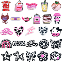 10-26pcs cow Shoe Charms Cartoon Pink series Sandals Decoration Shoe Accessories Charms for Kids Christmas Gifts