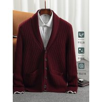 Modny i elegancki gruby zimowy męski ciepły kardigan z kaszmiru, rozpinana kurtka, luźny sweter z dzianiny.
