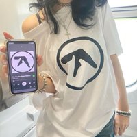 Men T-Shirt Aphex Twin 100% Cotton Harajuku Short Sleeve Summer Tops Tees Print Oversized Fashion Y2k Streetwear Unisex Clothing