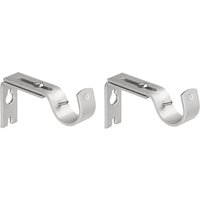 Heavy Duty Sturdy Adjustable Curtain Rod Wall Bracket Hooks for 1 Inch Rod, Set of 2, Silver Nickel