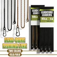 Carp Fishing Leadcore Leaders - 45lb/60lb 1m Camo Green/Brown Leadcore Hooklinks with Swivel & Snap, 3pcs Carp Rig Terminal Tack