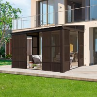 !@Outdoor Permanent Sun Room Lean Gazebo Deck Patio Wall Mounted Galvanized Steel Sloping Roof Moveable Canopy Pergola