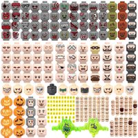 MOC City Expression Series Building Blocks Movie Soldier Figures Injured Hero Man Head Headwear Accessories Halloween Toys Gifts