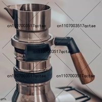 Italian Espresso Maker with Walnut Wood Handle, Compatible with Multiple Stovetop Coffee Makers