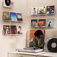 CD storage box transparent vinyl record disc storage rack wall-mounted punch-free album display stand