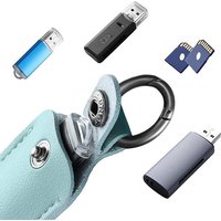 New Leather U Disk Pouch Key Ring Holder USB Flash Drive Storage Bag Pendrive Protective Cover Memory Stick Case