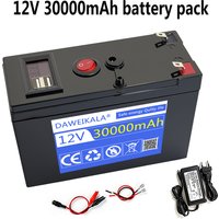 12V 18650 Lithium Battery Pack – 30000mAh Rechargeable with 12.6V 3A Charger,for E-Bike, Scooter, LED, Backup Power, Solar