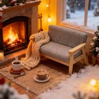 1Pcs Simulation Miniature Living Room Chairs 1:12 Mini Dollhouse Furniture Wooden Double Sofa Kids Pretend Play Doll House Decor