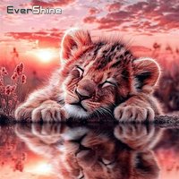 Evershine Full Drill Diamond Painting Tiger Animal Cross Stitch Kit Embroidery Sunset Picture Rhinestones Mosaic Wall Art