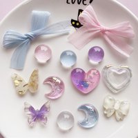 Dreamy Princess Style Pink Purple Bow Resin Accessories DIY Shoe Charms Set Decor Beach Sandals Holiday Party Gifts Girls Women