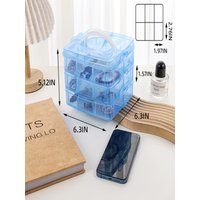 Caja organizadora de plástico de3 layers with 18 grids, contenedor de almacenamiento, joyero con divisores ajustables para cuent