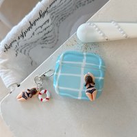 Cover for Airpods pro3/pro2 Earphone Protective case Couple's Summer Cute 3D Swimming Boy and Girl for Airpods1/2/3/4 Case