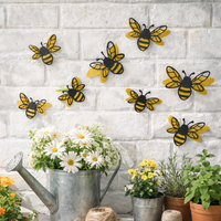 12pcs/set 3D Creative Bee Wall Stickers, Living Room Bedroom Background Decor, Simple Home Wall Decal