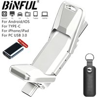 Metal OTG 3-in-1 Type-C USB-A USB-C Pen Drive 512GB 256G USB-Stick For iPhone IOS Android USB-flashdrive USB-geheugen High-Speed