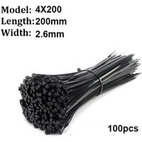 100 Pieces Black Red 4x200mm Cable Ties Fastening Rings Reusable Cable Zipper Ties Removable Multifunctional Anti-Corrosion Ties