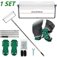 25CM Defoaming Drum Brush with Spike Shoes Long Handle Epoxy Roller Floor Self Compound Roller Floor Wall Construction Tool Set