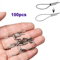 100pcs Round Copper Fishing Tube Fishing Wire Pipe Crimp Sleeves Connector Fishing Line Accessories Tool