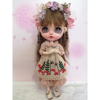 Hand embroidery Blythe clothes dress Mushroom forest skirt 1/6 30cm (Fit Pullip,Ob24, Licca、monst、holala、Azone,ICY, JerryB)