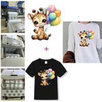 Kid Flower Giraffe birthday Iron On Heat Transfer Sticker For Clothes DTF Pinted Vinyl Thermal Appliques Washable T-Shirt Decal