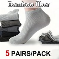 5 Pairs Neutral Bamboo Fiber Low Cut Sports Socks Spring Summer Sweat Absorbing Breathable Comfortable All Seasons Casual Socks