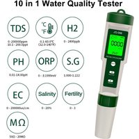 10 in 1 Water Quality Monitor PH/EC/TDS/ORP/H2/Fertile/Salinity/S.G/Resistivity/Temp Multifunction Tester for Aquariums Pools