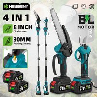 NEWBENY 4IN1 Brushless Telescoping Pole Electric Chainsaw High Branch Scissors Garden Pruning Tool For Makita 21V Battery Pin