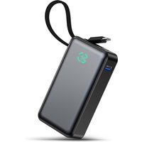Portable Power Bank,10000mAh PD 30W Fast Charging External Battery Pack with Built-in USB-C Cable for iPhone 17 16 15, Ipad