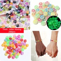 7mm 200pcs DIY mixed color smiley face beads, loose beads. Can be used for accessories such as bracelets, necklaces, etc
