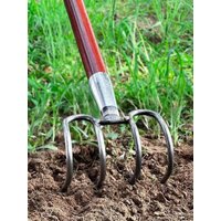 4 Tine Steel Gardening Fork Heavy Duty Quenched Steel Rake Multi Use Digging Fork Head For Farming Construction Site 1PC