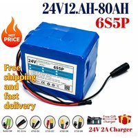 DAWEIKALA 24V 6S5P Lithium-Akku, 12Ah-80Ah, optional mit integrierter BMS-Schutzplatine, wiederaufladbarer Li-Ionen-Akku mit kostenlosem 2A-Ladegerät