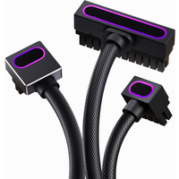 AIJS【Black Cable Kit】24PIN Extension Cable 30CM*1+16PIN Modular Cable(50CM,Clip-A)*1+8PIN CPU Extension Cable 30CM*1