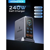240W GaN Charger PD3.1 140W USB Type C 6 Ports PPS PD Desktop Fast Charging Station for iPhone Samsung MacBook Laptops Tablet
