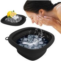 Facial Ice Bath Bowl with Built-in Tray Foldable silicone facial ice therapy And Wash Basin Reusable Spa Tool for Cold Plunge