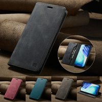 For iPhone 11 12 13 14 15 16 17 Air/17Pro Max/17E Luxury Retro Matte Magnetic PU Leather Shockproof Card Holder Pocket Cover