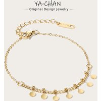 YACHAN High Quality Stainless Steel Splice Chain Bracelets 18K Gold Plated Disc Charms Bracelet Simple Trendy Charm Jewelry Gift