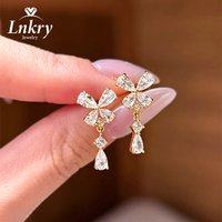 Lnkry Sparkling 2.5mm&1.8mm Round Moissanite Dangle Earring With Certificate 14k Gold-Filled Butterfly Shape Drop Earrings
