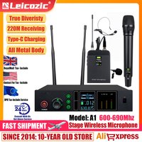 Leicozic Single Microphone A1 Wireless Mic Professional Microfono 600-690Mhz True Diversity Stage Microfone Type-C 220M Metal