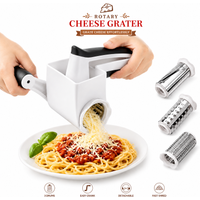 Handheld Rotary Cheese Grater 3 Interchangeable Drums Manual Vegetable Slicer Shredder For Kitchen Pasta Salad Prep