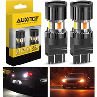 AUXITO 2Pcs P27/7W 3157 LED Bulbs Canbus DRL Parking Lamp Turn Signal Lights T25 Dual Yellow White Switchback With Cooling Fan
