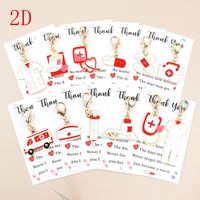 12Pcs Nurse Medical 2D Keychain Set, with Small Thank You Cards - Nurse Doctor Appreciation Gift, Christmas Gift for Medical Workers, Hospital Staff, Thanksgiving Gift for Colleagues, New Year Gift,