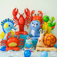 Under The Sea Marine Animal Standing Balloon Ocean Theme Crab Lobster Seahorse Turtle Balloons Baby Shower Birthday Party Decor