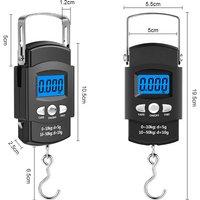 Portable Electronic Hanging Scale 50kg/10g LCD Digital Display Hand Scale with 1m Measuring Tape for Travel Fishing Hook Scale